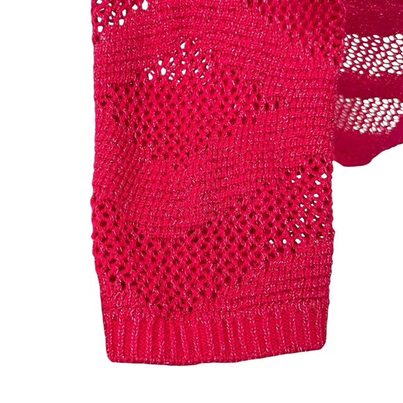 SOFT SURROUNDINGS Sweater Top Cover-Up Size Medium Crochet Fuchsia Pink EUC - Picture 11 of 16